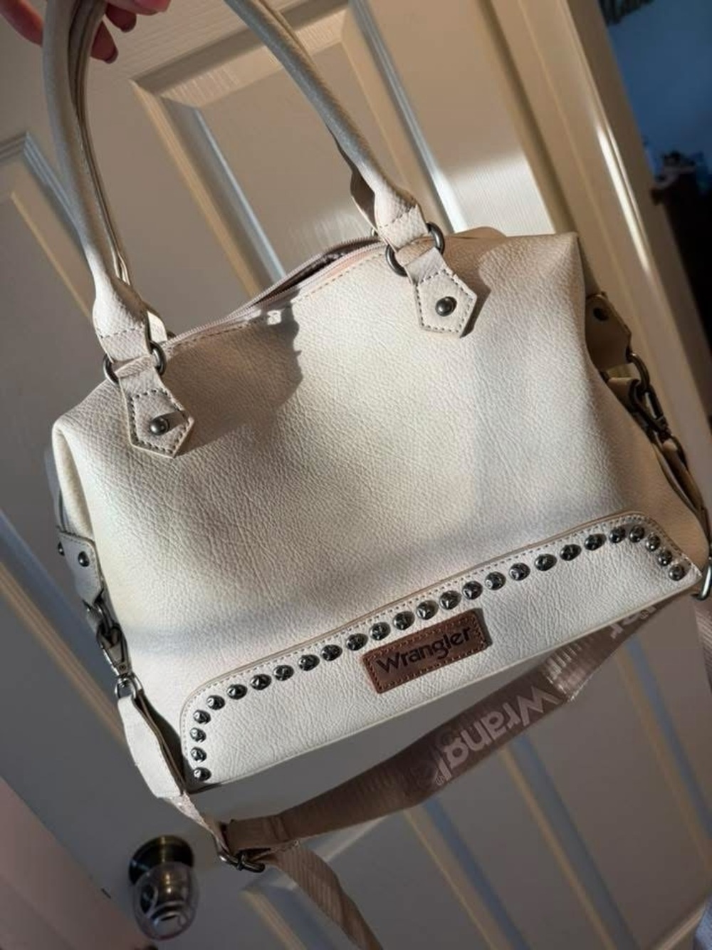 Wrangler Cream Shoulder Satchel with Stud Trim